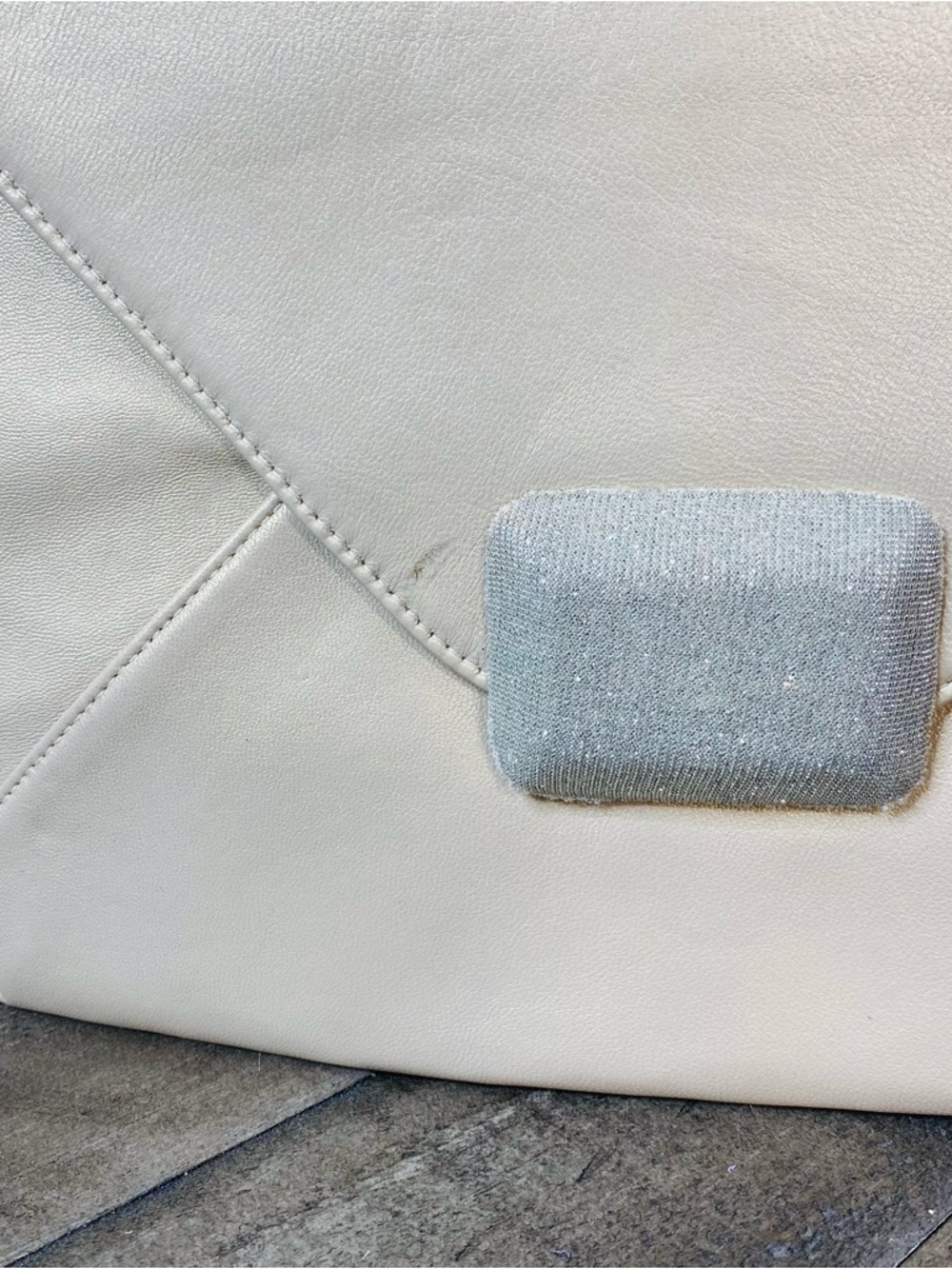 Halston Heritage Leather Envelope Clutch Large Cream Color - Picture 2 of 8